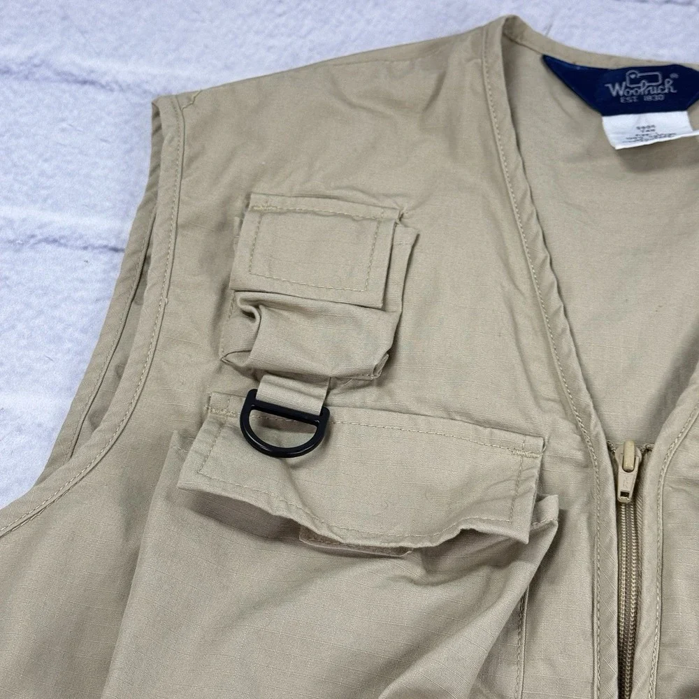 Vintage Woolrich Vest Mens L‎ Safari Hunt Fishing Shoot Travel Photography Khaki
